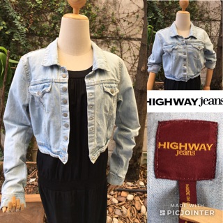 2sis1bro แบรนด์แท้ Highway Jeans แจ๊คเก็ตยีนส์ เอวลอย มือสอง พร้อมส่ง sz L