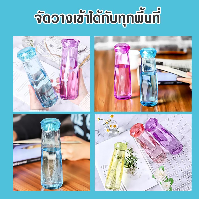 พร้อมส่ง-cheapshop-ขวดแก้วคริสตัล-กระบอกน้ำแก้วแบบใส-ขวดใส-กระบอกน้ำ-420ml