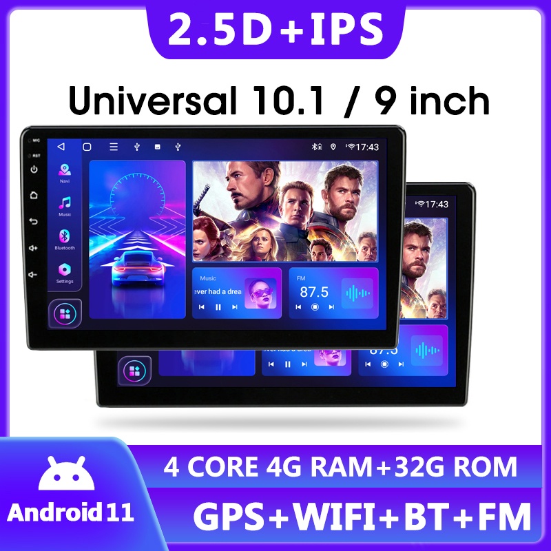 เครื่องเล่นมัลติมีเดีย-วิทยุ-gps-นําทาง-ips-9-10-นิ้ว-4gb-ram-32gb-2din-android-11-สําหรับรถยนต์