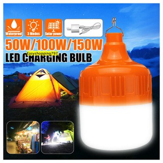 หลอดไฟ LED ชาร์จได้ 100 วัตต์ พกพาง่าย ไฟตั้งแคมป์ หลอดไฟฉุกเฉิน Camping Light Bulb ไฟฉุกเฉินอัจฉริยะ