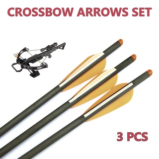 3 pcs  CROSSBOW 20 Inches Archery carbon arrows 400 Spine OD 8.8mm with Orange White  Feather Crossbow bolt