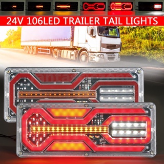 Fantasticzone ไฟเลี้ยว ไฟเบรกท้าย Led 106 ดวง 24V อุปกรณ์เสริม สําหรับรถยนต์ รถบรรทุก รถพ่วง