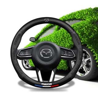 3D ลายนูนคาร์บอนไฟเบอร์หนังพวงมาลัยรถสำหรับ Mazda 2 3 5 6 8 CX5 CX7 CX3 CX9 RX MX CX30 Atenza AXELA เฉพาะ