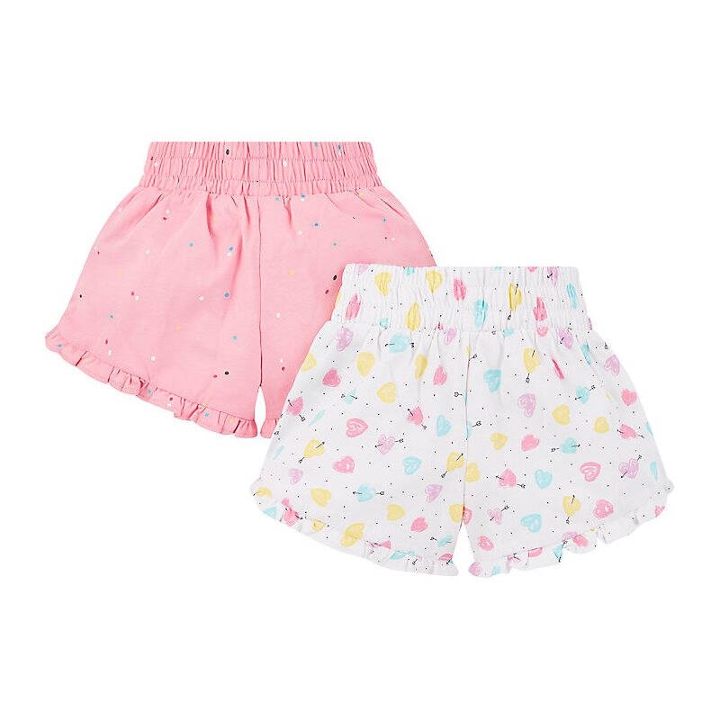 mothercare-2-ชิ้น-กางเกงขาสั้น-เด็กผู้หญิง-สีขาวลายหัวใจ-และสีชมพูลายจุด-heart-and-spot-shorts-2-pack