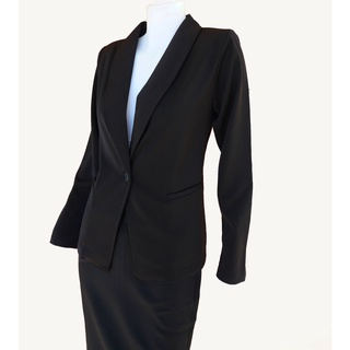 ((โปร12.12‼มีปลายทาง))เสื้อสูทหญิงทรงสวมีรองบ่ากระเป๋าจริง ยสีดำ กะะปิ คาราเมล สูทนิ่มยืด ไซต์ใหญ่อวบอ้วน s m l xl xxl