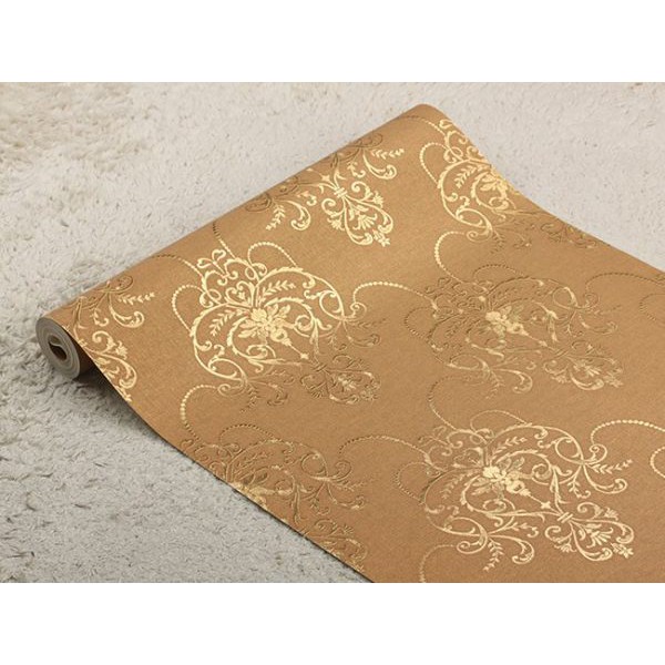 วอลเปเปอร์ติดผนังลายหลุยส์-สีน้ำตาล-ไม่มีกาวในตัว