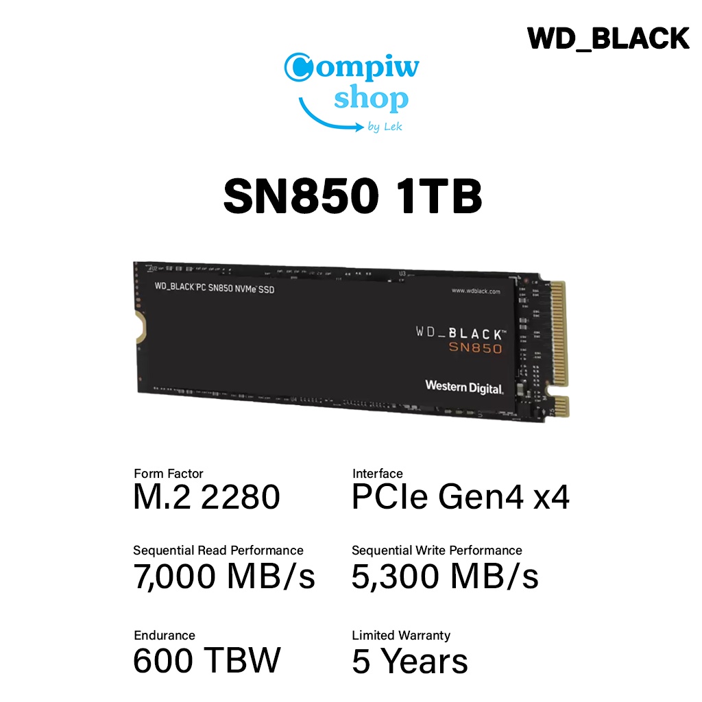 WD_BLACK SN850 1TB SSD M.2 2280 PCIe Gen4 x4 NVMe (WD BLACK M2) (Lek