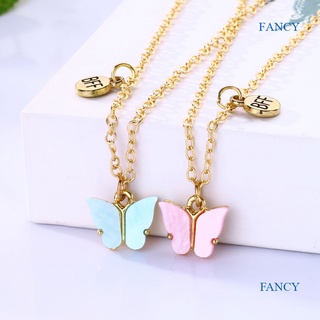 Fancy สร้อยคอ จี้ผีเสื้อ เพื่อนดี เพื่อนสนิท สร้อยคอ BFF สําหรับผู้หญิง ของขวัญ เครื่องประดับแฟชั่น 2 ชิ้น|