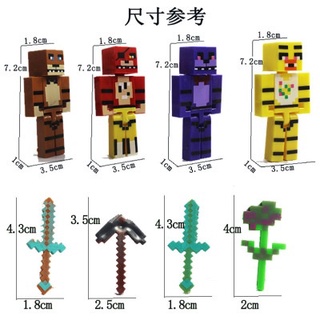 โมเดลฟิกเกอร์ Minecraft Five Nights At Freddys Juguetes 4 FNAF Foxy Chica Bonnie Freddy ของเล่นสําหรับเด็ก 4 ชิ้น ต่อชุด