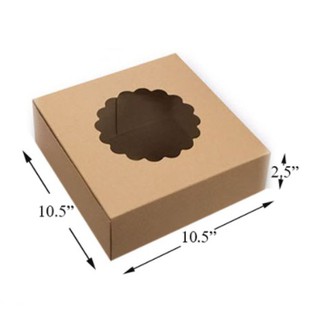 (50 ใบ/แพ็ค) กล่องเค้กแม็ค 3 ปอนด์เตี้ย (10.5x10.5x2.5) เจาะดอกไม้_INH102