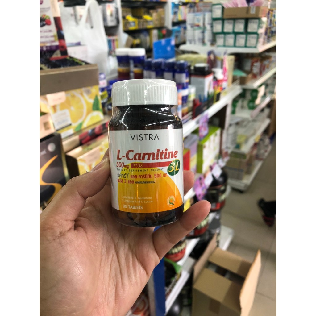 vistra-l-carnitine-500mg-plus-3l-30-เม็ด-วิสทร้า-แอล-คาร์นิทีน-500-มก-พลัส-3-แอล-วิตามิน-อาหารเสริม