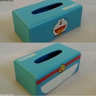 หุ้มทิชชู่ กล่อง กล่องหนังใส่ทิชชู่ ลาย โดเรม่อน Doraemon ขนาด 8.5x5x3.5 นิ้ว