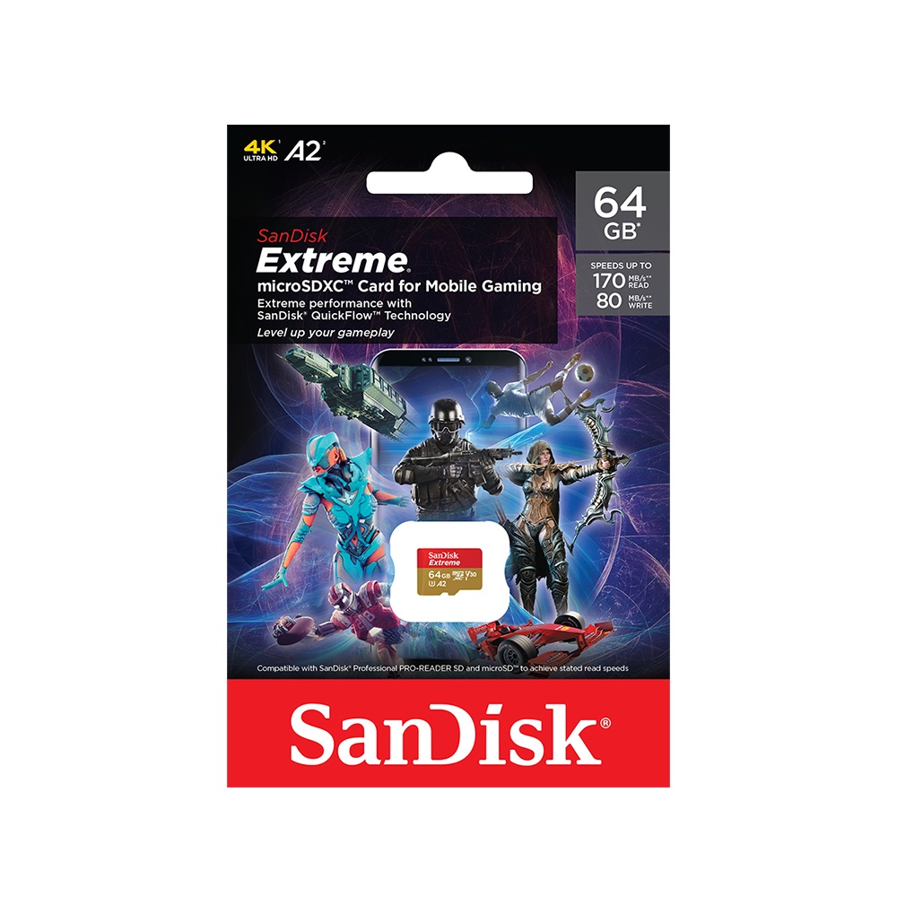 ภาพหน้าปกสินค้าการ์ดหน่วยความจำ SanDisk Extreme microSDXC 64GB V30 U3 C10 A2 170MB/s R 80MB/s W Gaming (SDSQXAH-064G-GN6GN) by Banana IT จากร้าน bananaonlineshop บน Shopee