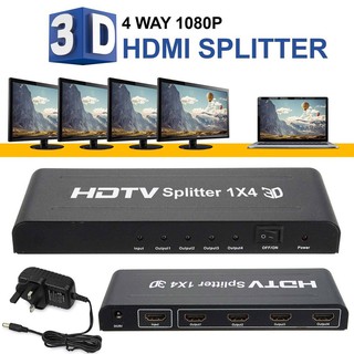 กล่องแยกสัญญาณ Splitter รุ่น HDTV 1 ออก 4 Full HD 1080P 3 D Verion 1.4 (Black)