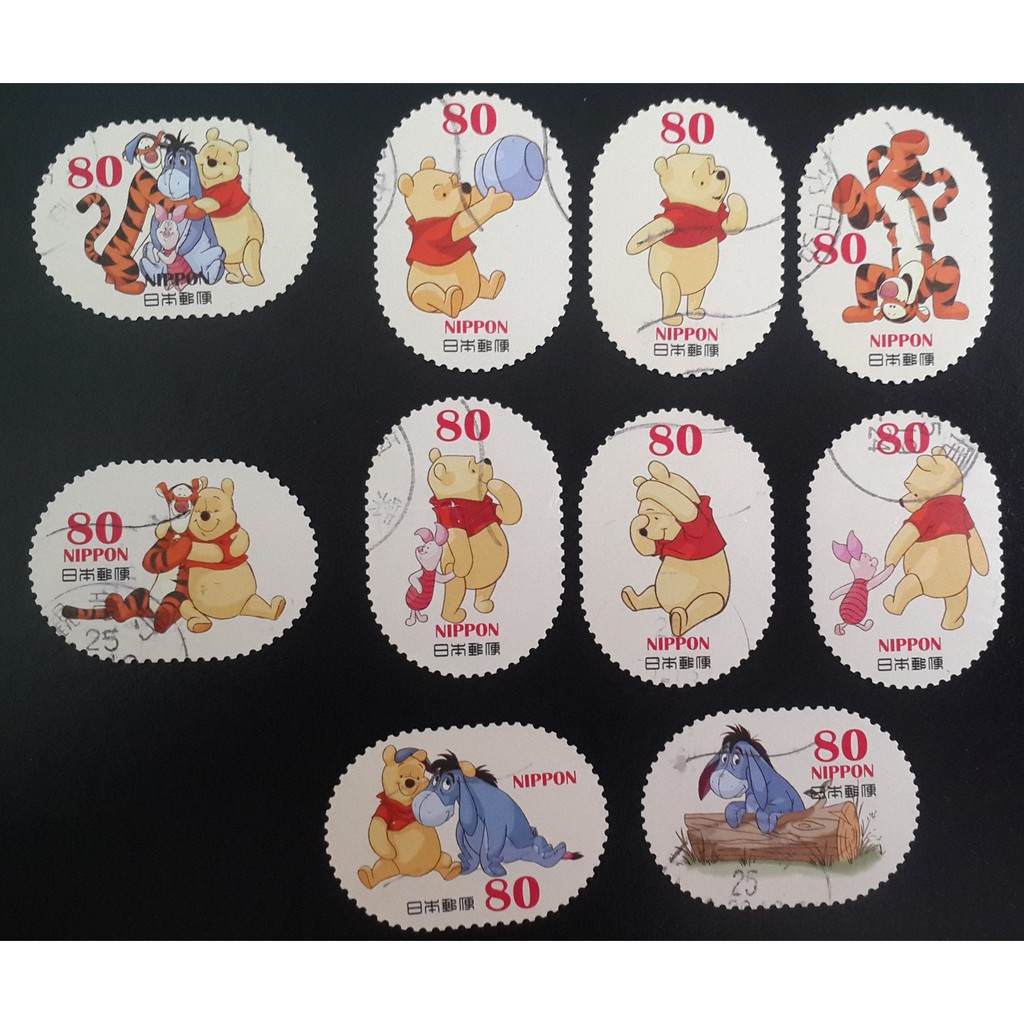 j118-2-แสตมป์ญี่ปุ่นใช้แล้ว-ชุด-greetings-stamps-disney-winnie-the-pooh-ปี-2013-ใช้แล้ว-สภาพดี-ครบชุด-10-ดวง