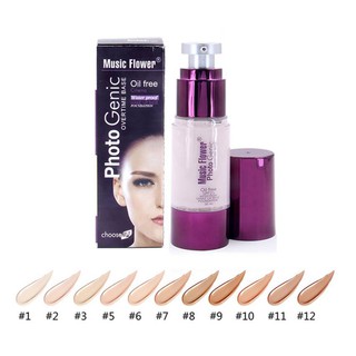 รองพื้น Music Flower Photogenic Overtime Foundation Oil Free รองพื้นเทพ ครีมรองพื้น รองพื้นกันน้ำ  M2066 (ขวดสูญญากาศ)