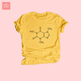 เสื้อยืดลาย สูตรเคมีโมเลกุลของคาเฟนอีน เสื้อคนชอบดื่มกาแฟ เสื้อยืดกราฟฟิก เสื้อยืดตลก ไซส์ S - XXL