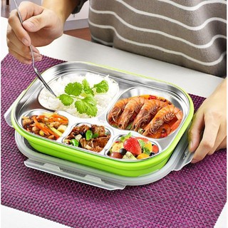 Adult bento box กล่องข้างพกพาสแตนเลส 5 หลุม