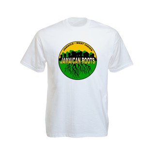 เสื้อยืดราสต้า Tee-Shirt Jamaican Roots West Indies เสื้อยืดคอกลมสีดำสกรีนลายหมู่เกาะจาไมก้าอินเดียตะวันตก