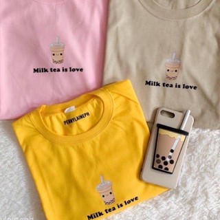 MILKTEA IS LOVE AESTHETIC TEES ยูนิเซ็กซ์ TSHIRT b(c