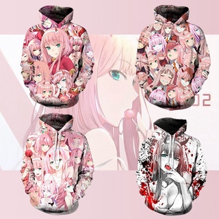 Darling In The Franxx Zero Two เสื้อกันหนาวมีฮู้ดแขนยาวสําหรับผู้ชาย