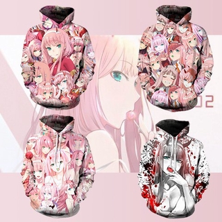 สินค้า Darling In The Franxx Zero Two เสื้อกันหนาวมีฮู้ดแขนยาวสําหรับผู้ชาย