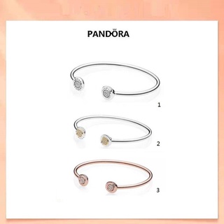 Pandoras สร้อยข้อมือเงิน 925 แบบเปิด สไตล์คลาสสิก