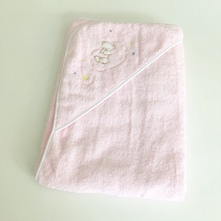 D.S. ผ้าห่อตัวเด็ก รุ่นผ้าขนหนู ปักลายหมีก้อนเมฆ / Baby Bath Swaddle Towel / Embroidered: Fluffy Bear