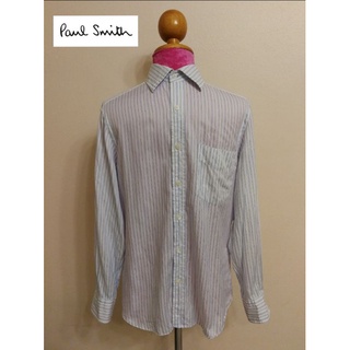 Paul Smith London Brand_2nd hand เสื้อเชิ้ตวินเทจแขนยาวผ้าฝ้าย​ 💯 % Size S แท้มือสองกระสอบนำเข้า​ (made in Japan 🇯🇵 )