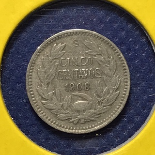 No.60773 เหรียญเงิน ปี1908 ชิลี 5 CENTAVOS เหรียญสะสม เหรียญต่างประเทศ เหรียญเก่า หายาก ราคาถูก