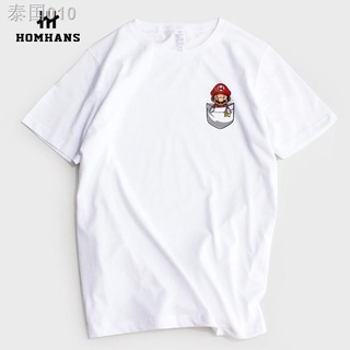 010สีแดงเกาหลีโพสต์80sญี่ปุ่นน้ำแบรนด์ยอดนิยมเสื้อยืดผ้าฝ้ายแขนสั้นคอกลมผู้ชายและผู้หญิงขนาดใหญ่หลวมซูเปอร์แมรี่หลอก