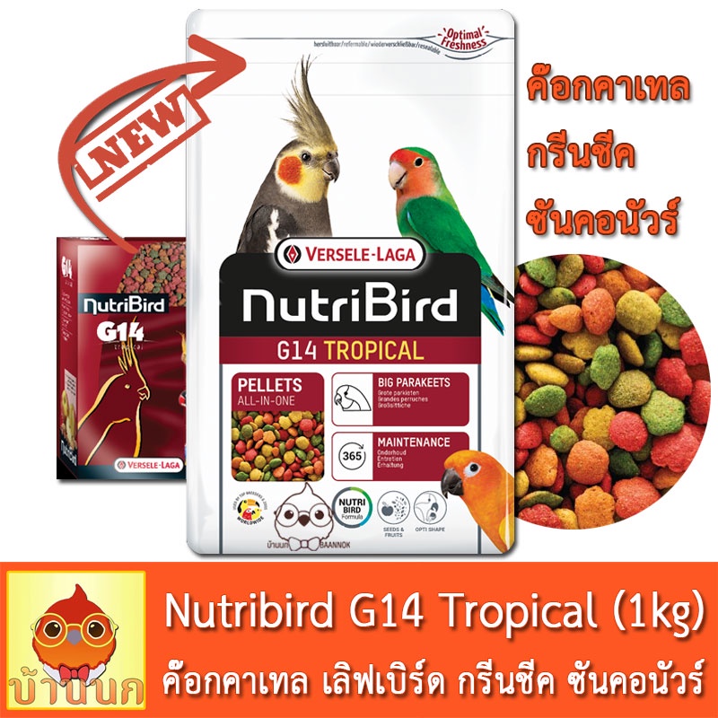 nutribird-g14-โฉมใหม่-tropical-1kg-นูทริเบิร์ด-อาหารนก-สำหรับนกพารากีต-ขนาดกลาง-ใหญ่-เช่น-คอกคาเทล-โรเซลล่า-เลิฟเบิร์ด