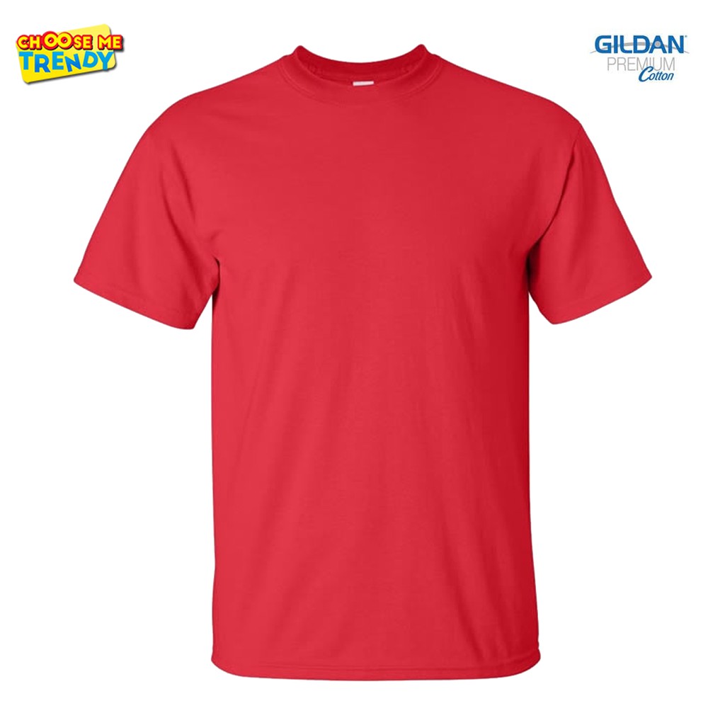 เสื้อยืด-สีแดง-gildan-premium-cotton-red-เกรดพรีเมี่ยม