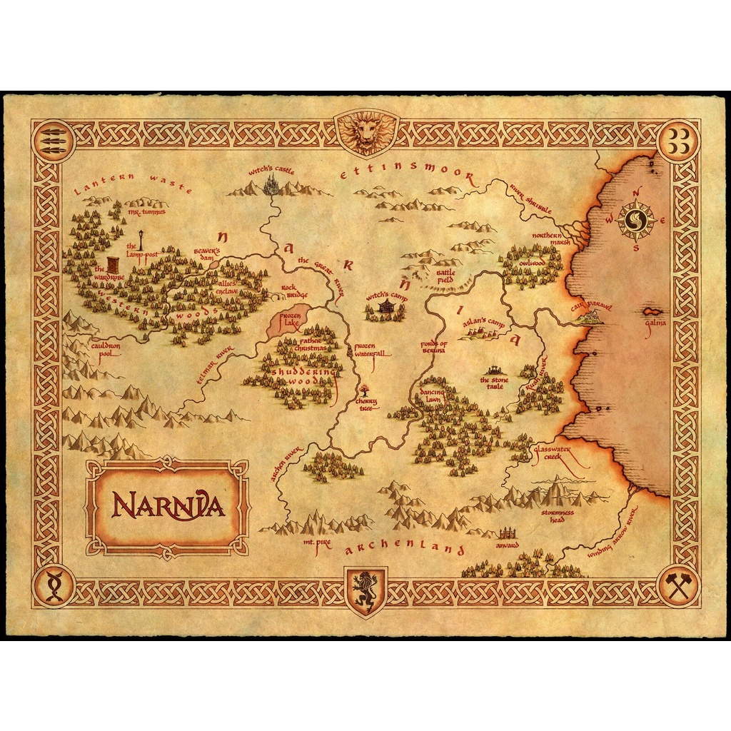 the-chronicles-of-narnia-map-โปสเตอร์ผ้าไหม-สําหรับตกแต่งผนังบ้าน