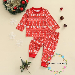 BBCQ-Toddler Baby 2Pcs Christmas Outfits, Long Sleeve Round Neck Pullover + Pants Set
