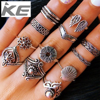 Jewelry multi-piece combination wings scallop flower ring 14-piece set geometric irregular jew