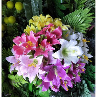 ✅(ถูกที่สุด พร้อมส่ง) ช่อดอกลิลลี่ 7 ดอก ดอกไม้ประดิษฐ์ ดอกลิลลี่ปลอม ดอกลิลลี่พลาสติก