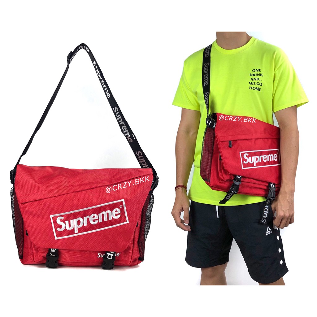 a149-กระเป๋าสะพายข้าง-supreme-งานปัก-มีช่องใส่โน๊ตบุ๊ค-มีหลายสี-crzy-bkk