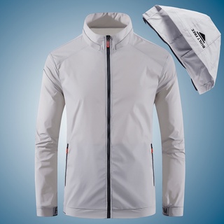 Plus Size Men Windbreaker Hooded Casual Breathable Uv Protection Jacket Waterproof Outdoors Sports Coat