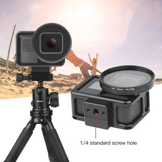 GoPro Hero 7 6 5 2018 HERO CNC Aluminum Alloy Protective Case Cage กรอบเฟรมอลูมิเนียม + เลนส์ UV 52mm Filter