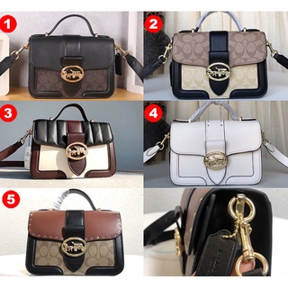 COACH 6504 6192 6015 6503 C0468 ขนาดเล็ก Georgie TOP Handle กระเป๋า Linear Quilting ผู้หญิง Crossbody สลิงกระเป๋าถือ