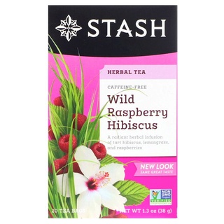 [แยกซอง/ยกกล่อง] Stash Tea, Herbal Tea, Wild Raspberry Hibiscus, Caffeine Free