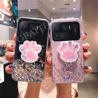 Ready Stock New เคสโทรศัพท์ Xiaomi Mi 11 Ultra Case Transparent Bling Soft Cover With Cat Claw Bracket Stand Holder เคส Mi11 11Ultra Phone Casing