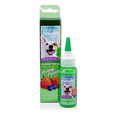 tropiclean-fresh-breath-teeth-gel-รสเบอร์รี่-เจลขจัดคราบหินปูน-ทำความสะอาดช่องปากสุนัข-ลดกลิ่นปาก-2-oz