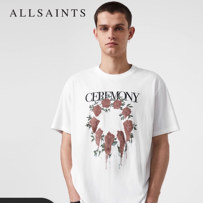 100-cotton-allsaints-เสื้อยืดแขนสั้น-ทรงหลวม-พิมพ์ลาย-สีขาว-แฟชั่นฤดูร้อน-สําหรับผู้ชาย