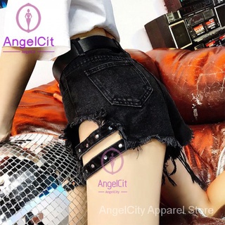 Angelcity※ กางเกงยีน ขาสั้น เอวสูง ทรงหลวม สไตล์เกาหลี เซ็กซี่ ขนาดใหญ่ เหมาะกับฤดูร้อน สําหรับผู้หญิง
