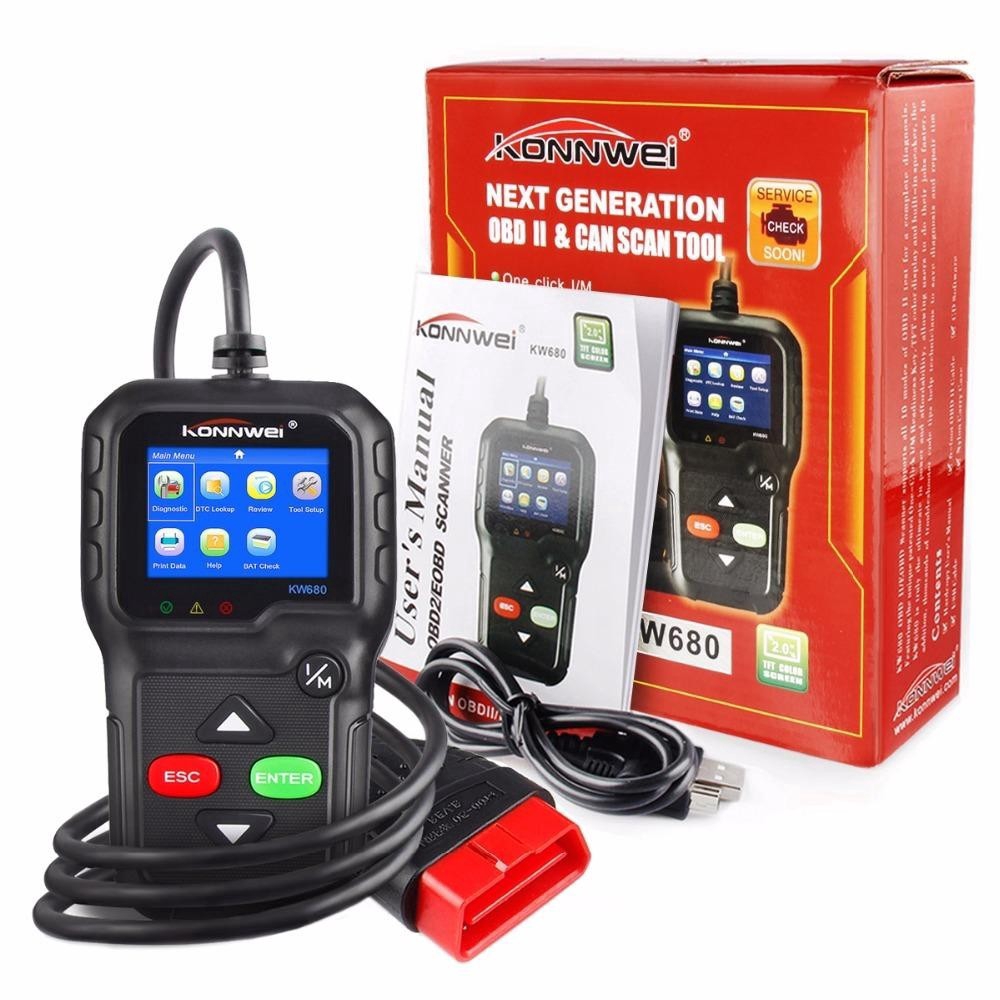เครื่องสแกนเนอร์สแกนเนอร์รถยนต์ konnwei kw680 Can OBD 2 EOBD | Shopee ...