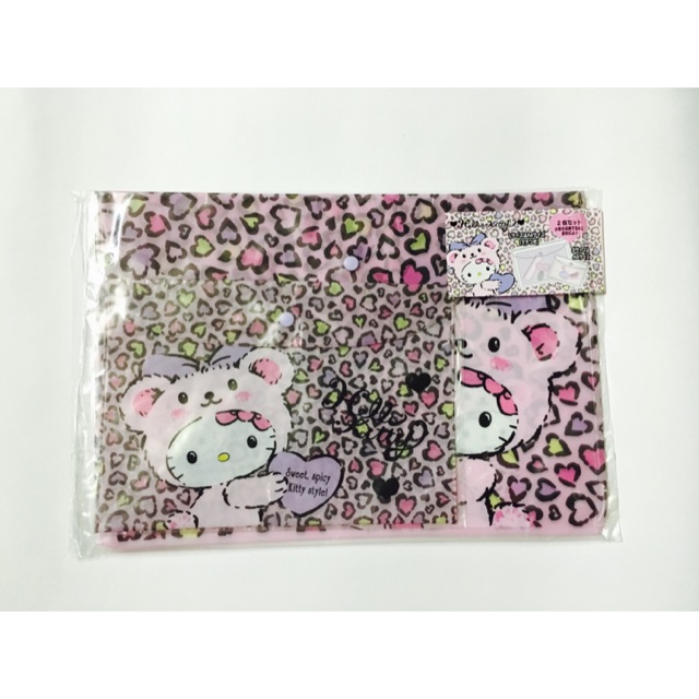 แฟ้มซองกระดุม-hello-kitty-leopard-set-2ชิ้น