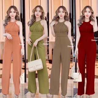 PE17686 Jumpsuit จั๊มสูทขายาวแขนกุด