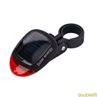 [double]Solar Power Bicycle Taillight Safety Warning Rear Back Bright LED Flashing Lamp 3 Modes Mountain Bike Tail